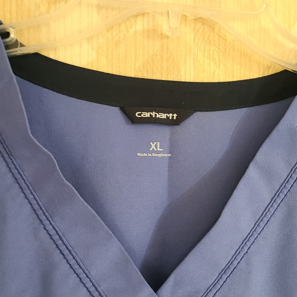 Carhartt Force Blue XL Scrub Top Medical Multi-Pockets V-Neck Unisex Stretch - Picture 5 of 10